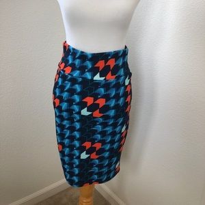Small LuLaRoe Cassie Skirt Blue Orange